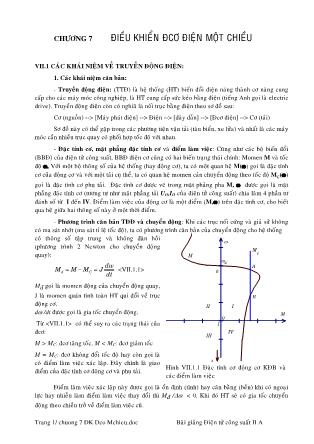 Bài giảng Điện tử công suất ứng dụng - Chương 7: Điều khiển động cơ điện một chiều