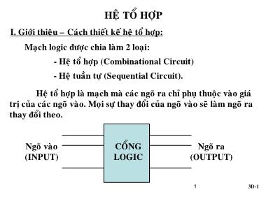 Bài giảng Kỹ thuật số - Chương 3: Hệ tổ hợp - Nguyễn Trọng Luật