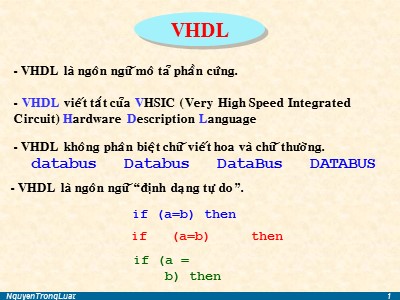 Bài giảng Kỹ thuật số - Chương 6: VHDL