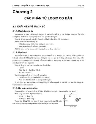 Bài giảng Kỹ thuật số ứng dụng - Chương 2: Các phần tử logic cơ bản-Cổng logic