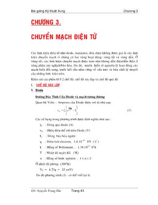 Bài giảng Kỹ thuật Xung - Chương 3: Chuyển mạch điện tử