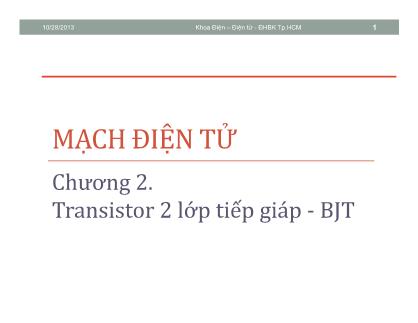 Bài giảng Mạch điện tử - Chương 2: Transistor 2 lớp tiếp giáp-BJT