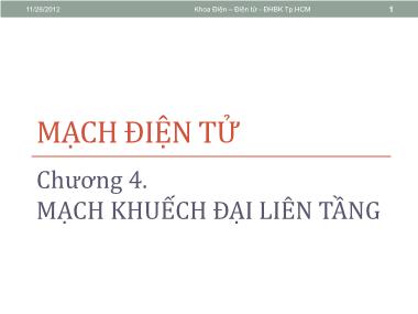 Bài giảng Mạch điện tử - Chương 4: Mạch khuyếch đại liên tầng