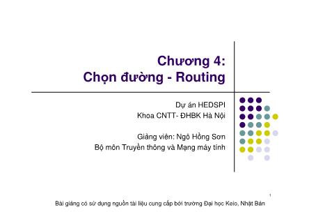 Bài giảng Mạng máy tính - Chương 4: Chọn đường-Routing - Ngô Hồng Sơn