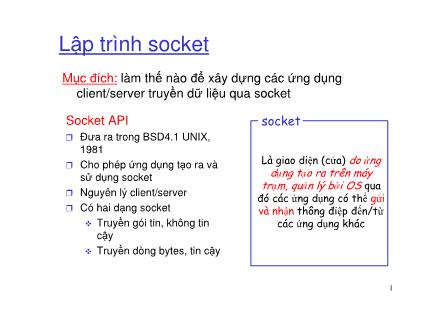 Bài giảng Mạng máy tính - Chương 7: Tầng ứng dụng - Phần 1: Lập trình Socket-Java - Ngô Hồng Sơn