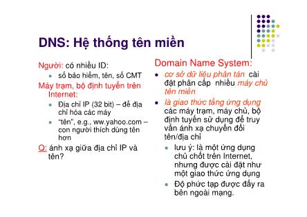 Bài giảng Mạng máy tính - Chương 7: Tầng ứng dụng - Phần 2: DNS - Ngô Hồng Sơn