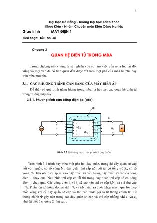 Bài giảng Máy điện 1 - Chương 3: Quan hệ điện từ trong MBA- Bùi Tấn Lợi