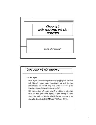 Bài giảng Môi trường và con người - Chương 2: Môi trường và tài nguyên