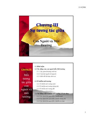 Bài giảng Môi trường và con người - Chương 3: Sự tương tác giữa con người và môi trường