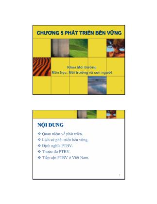 Bài giảng Môi trường và con người - Chương 5: Phát triển bền vững - Đào Thị Việt Hương