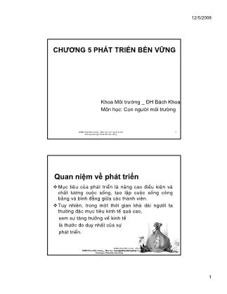 Bài giảng Môi trường và con người - Chương 5: Phát triển bền vững