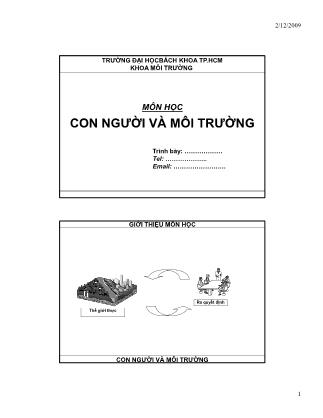Bài giảng Môi trường và con người - Chương: Giới thiệu môn học