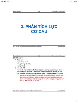 Bài giảng Nguyên lý máy - Chương 3: Phân tích lực cơ cấu - Nguyễn Tân Tiến