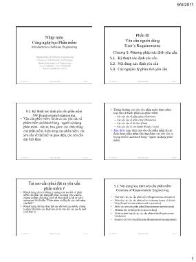 Bài giảng Nhập môn Công nghệ học Phần mềm (Introduction to Software Engineering) - Phần 3: Yêu cầu người dùng (User’s Requirements)