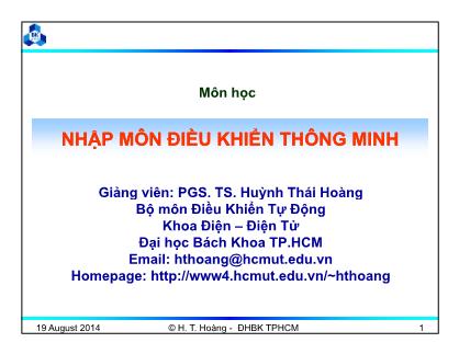 Bài giảng Nhập môn điều khiển thông minh - Chương 1: Giới thiệu - Huỳnh Thái Hoàng