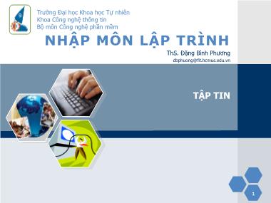 Bài giảng Nhập môn lập trình - Bài: Tập tin - Đặng Bình Phương