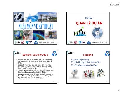 Bài giảng Nhập môn về kỹ thuật - Chương 4: Quản lý dự án