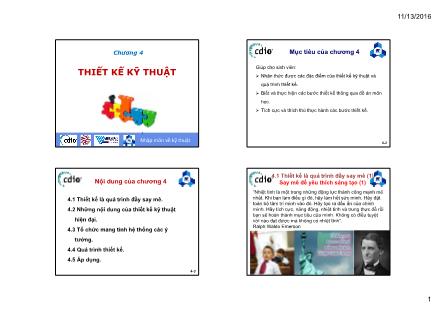 Bài giảng Nhập môn về kỹ thuật - Chương 4: Thiết kế kỹ thuật