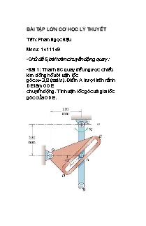 Bài tập lớn Cơ học lý thuyết - Phan Ngọc Hậu
