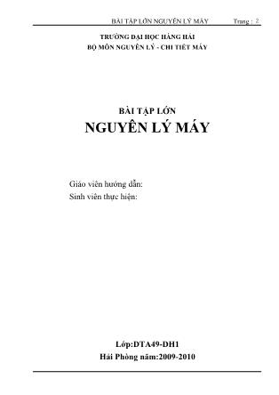 Bài tập lớn Nguyên lý máy