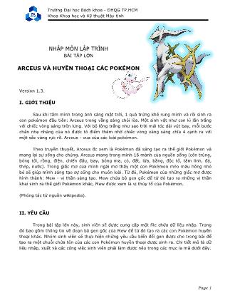 Bài tập lớn Nhập môn lập trình - Arceus và huyền thoại các pokémon