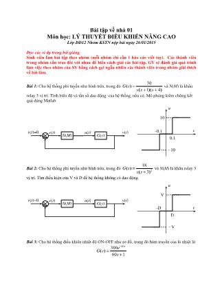Bài tập môn học Lý thuyết điều khiển nâng cao