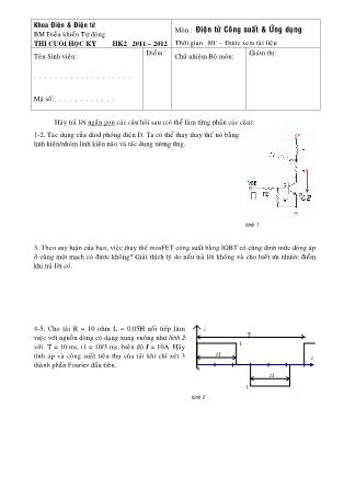Đề thi cuối học kì 2 môn Điện tử Công suất & Ứng dụng (Có đáp án)