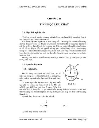 Giáo trình Cơ lưu chất - Chương 2: Tĩnh học lưu chất - Đặng Quý