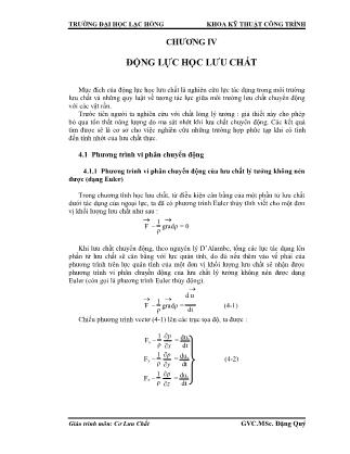 Giáo trình Cơ lưu chất - Chương 4: Động lực học lưu chất - Đặng Quý