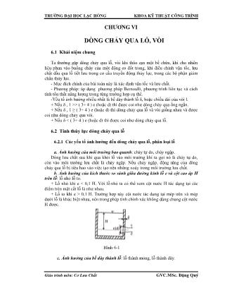 Giáo trình Cơ lưu chất - Chương 6: Dòng chảy qua lỗ, vòi - Đặng Quý