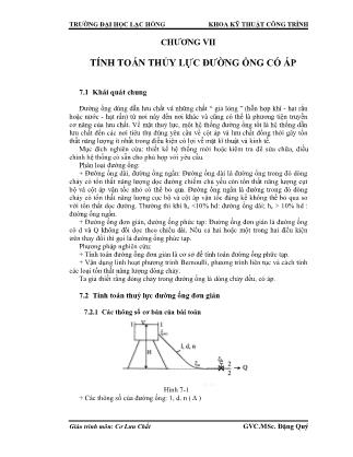 Giáo trình Cơ lưu chất - Chương 7: Tính toán thủy lực đường ống có áp - Đặng Quý
