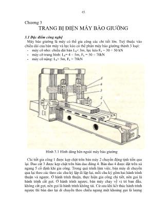 Giáo trình Điện công nghiệp - Chương 3: Trang bị điện máy bào giường - Nguyễn Bê