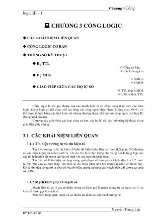 Giáo trình Kỹ thuật số - Chương 3: Cổng logic - Nguyễn Trung Lập