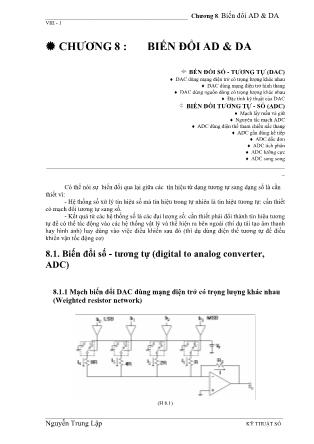 Giáo trình Kỹ thuật số - Chương 8: Biến đổi AD & DA - Nguyễn Trung Lập