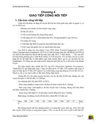 Giáo trình Lập trình hệ thống - Chương 4: Giao tiếp cống nối tiếp - Phạm Hùng Kim Khánh