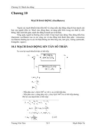 Giáo trình Mạch điện tử - Chương 10: Mạch dao động - Trương Văn Tám