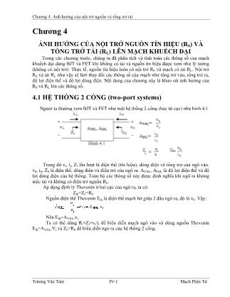 Giáo trình Mạch điện tử - Chương 4: Ảnh hưởng của nội trở nguồn và tổng trở tải - Trương Văn Tám