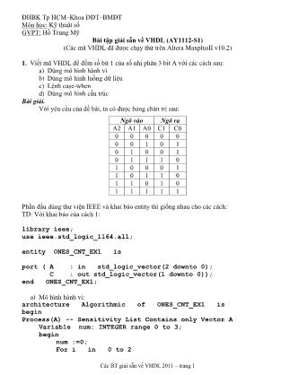 Giáo trình môn Kỹ thuật số - Bài tập giải sẵn về VHDL - Hồ Trung Mỹ
