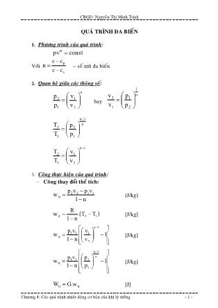 Giáo trình Nhiệt động lực học kỹ thuật - Chương 4: Các quá trình nhiệt động cơ bản của khí lý tưởng - Nguyễn Thị Minh Trinh