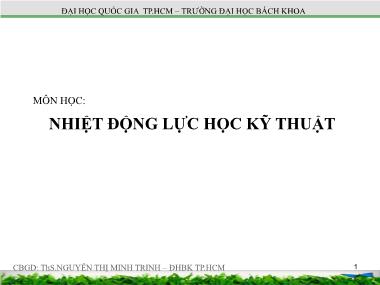 Giáo trình Nhiệt động lực học kỹ thuật - Chương 5: Chất thuần khiết - Nguyễn Thị Minh Trinh