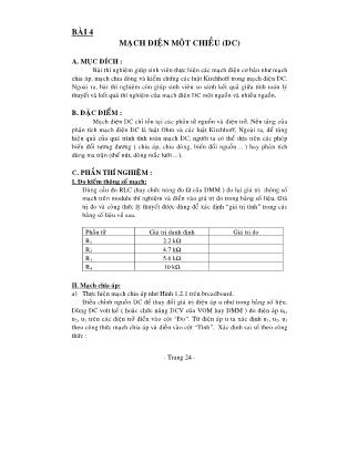Giáo trình Thí nghiệm mạch điện - Bài 4: Mạch điện một chiều (DC)