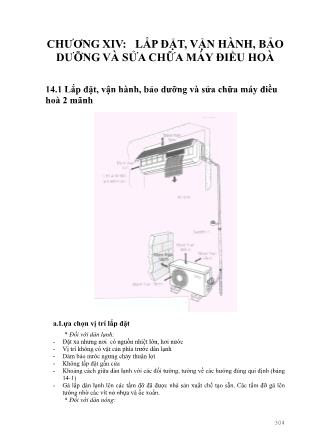Giáo trình Thông gió và điều hòa không khí - Chương 14: Lắp đặt, vận hành, bảo dưỡng và sửa chữa máy điều hoà