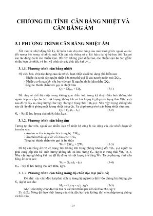 Giáo trình Thông gió và điều hòa không khí - Chương 3: Tính cân bằng nhiệt và cân bằng ẩm