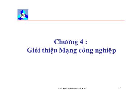 Giáo trình Truyền số liệu và mạng - Chương 4: Giới thiệu mạng công nghiệp