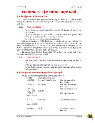 Giáo trình Vi xử lý - Chương 3: Lập trình hợp ngữ - Phạm Hùng Kim Khánh