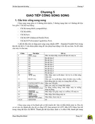 Giáo trình Vi xử lý - Chương 5: Giao tiếp cống song song - Phạm Hùng Kim Khánh