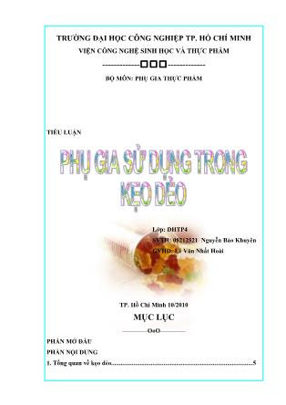 Tiểu luận Phụ gia sử dụng trong kẹo dẻo
