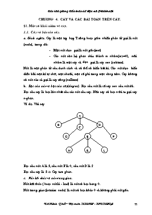 Bài giảng Cấu trúc dữ liệu và giải thuật - Chương 4: Cây và các bài toán trên cây - Võ Minh Phổ