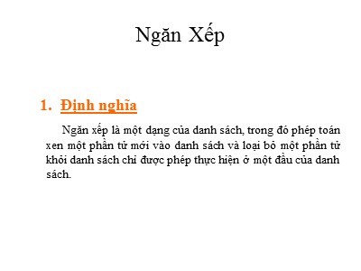 Bài giảng Cơ sở dữ liệu: Ngăn xếp