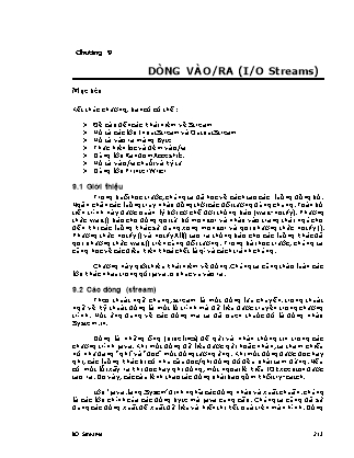 Bài giảng CoreJava - Chương 9: Dòng vào ra (I/O Streams)